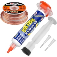 Electrical Soldering Flux Paste (10cc Syringe) with Desoldering wick Braid (3M/10ft 2.5mm) for Elect