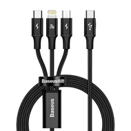 Baseus สายชาร์จเร็ว 3-in-1 Type-C to M+L+C PD 20W รุ่น Rapid Series  Fast Charging Data Cable ยาว 1.