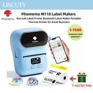 Phomemo M110 Label Makers - Barcode Label Printer Bluetooth Label Maker Portable Thermal Printer for