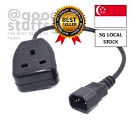 [SG FREE 🚚] IEC320 C14 Male to UK BS1363 Female Socket Extension Adapter Lead Cord
