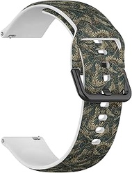 22mm Sports Watch Band, Dragons Pattern, Replacement Soft and Flexible Wristband Bracelet for 22mm S
