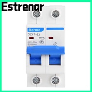 ESTRENAR 2P Circuit Breaker, 2P 400V AC 25A/40A/50A/63A Circuit Breaker, Durable DZ47-63 Air Circuit