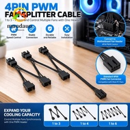 MUNDAUN PWM Fan Splitter Cable, 4Pin Y Splitter PC Fan Extension Cable, Practical Multi-fan Universa