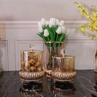 DT77-37 Crystal Glass Jar With Lid And Base Decoration J9-3 Pattern