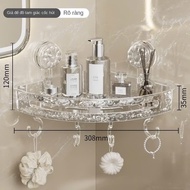 Kệ Góc Nhà Tắm Hút Chân Không Siêu Trắc Có Móc Treo Kệ Để Đồ Phòng Tắm Dán Tường Giá Treo Nhà Bếp