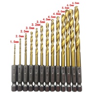 13pcs HSS High Steel Drill Bit Set Hex Shank Bits 1.5mm-6.5mm