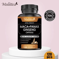 Mulittea Maca Root Extract Capsules 120pcs Korean Panax Ginseng Stress Relief Boost Stamina Performa