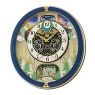 [Powermatic] Seiko QXM398 QXM398L Melodies In Motion Blue Case Modern Chime Analog Wall Clock