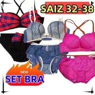 SET bra  KOREAN STYLE bra ,super big, soft smooth baju dalam Plain 3/4 Coverage Cotton Underwear 32A