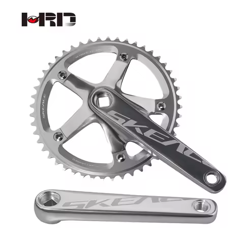 SKEACE Hollowtech Crankset, Single Speed Crank Arm, Fixed Gear Bike Part, Track Bike Chainring, 48T