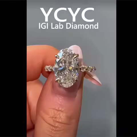 Lab Grown Diamond 5 Ct Ring Solid18K White Gold Oval Cut Diamond CVD HPHT DEF VS-VVS Wedding band