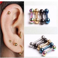 ((Single Sale) Titanium Steel Gold Bean Barbell-Shaped Titanium Steel Earrings Men Women Same Style 
