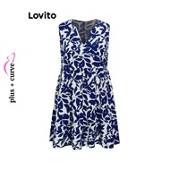 Lovito Women Casual Ditsy Floral Cut Out Tiered Layer Dress LBE04080 (Green)