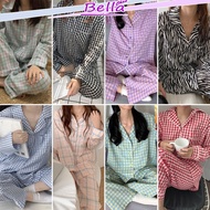 JESSICA Long Sleeve Pajamas Sleepwear Set Baju Tidur Wanita Pyjamas Perempuan