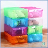 YOlanda แผ่นกล่องใส่รองเท้าพลาสติกใส กล่องจัดระเบียบ กล่องรองเท้าพับได้ กล่องรองเท้า Colour Transparent Shoe Box