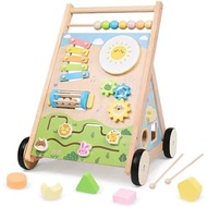 Wooden Baby Walker with Wheels, Montessori Baby Push Walker for Babies 6-12 Months