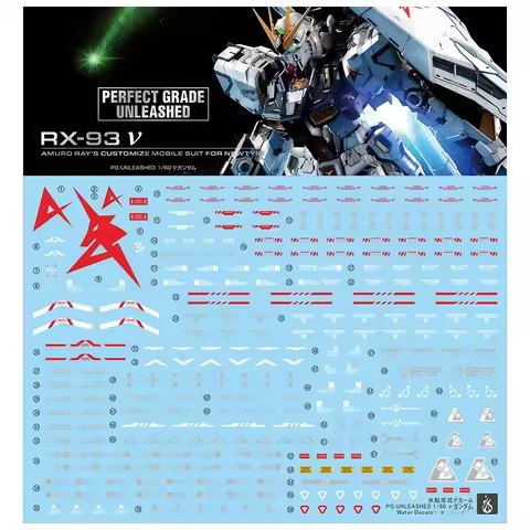 YAN High Precision Fluorescent Water Slide Decals For PG PGU 1/60 RX-93 V Model Hobby DIY Upgrade Ac