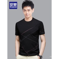 Baju T Lengan Pendek Ais Sutera Nipis Musim Panas Romon 2025 Lelaki Tee Kasual Longgar untuk Musim P