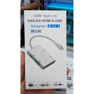 Type c to VGA + HDMI + dvi + USB 3.0 Converter (4in1) NET LINE