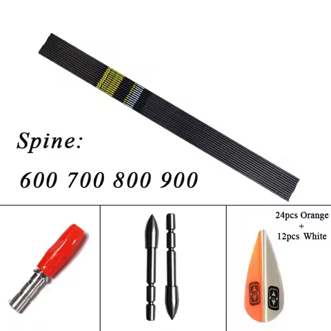 12pcs Archery Carbon Arrows Shaft Sp600-900 1.75inch Plastic Vane Tips 80gr DIY Accessories ID4.2mm 