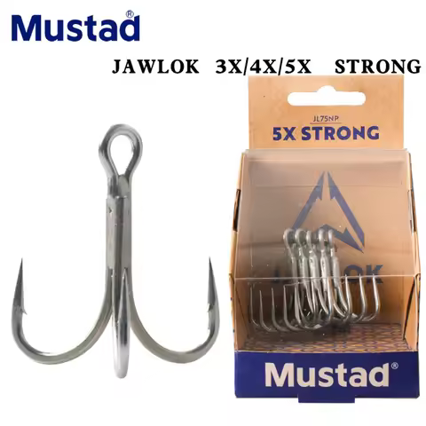 Mustad Original JAW LOK 3X 4X 5X Strong 4.3 UltraPoint Technology Sea Fishing Treble Hook,8#-5/0, JL