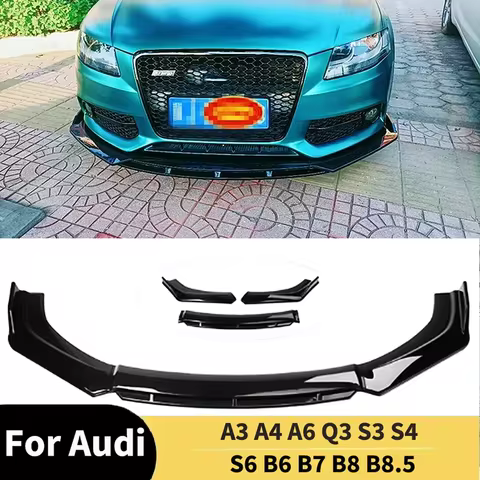 For Audi A3 A4 A6 Q3 S3 S4 S6 B6 B7 B8 B8.5 Sedan Front Bumper Lip Chin Spoiler Splitter Diffuser Bo