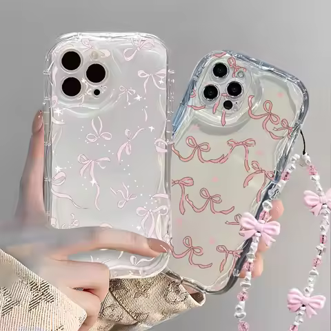 Korea Cute Star Bow Y2K Chain Case For Samsung Galaxy S25 FE S26 S24 S23 Plus Ultra A16 A17 A55 A56 