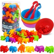 Montessori Rainbow Counting Kids Toy Soft Rubber Dinosaur Animal Educational Toys for 3 Years Old