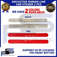 Reflective Mirror Line Car sticker Color: Red / White / 2 pcs per Order / Car Sticker / Reflective