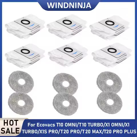 Cleaning Parts Mop Cloths Dust Bag for Ecovacs T10 OMNI/TURBO X1 OMNI/TURBO/X1S PRO T20 PRO/MAX/PRO 