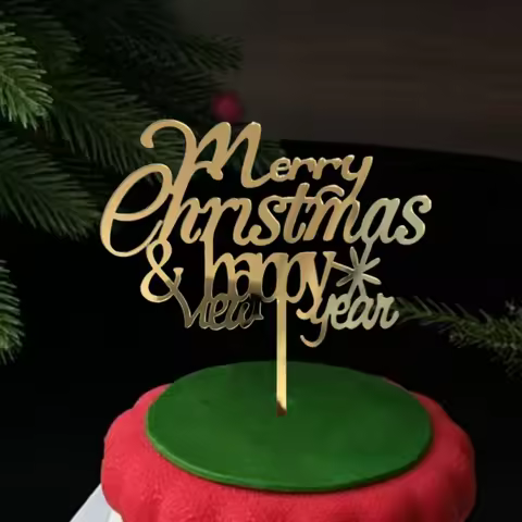 3PCS Golden Merry Christmas Cake Top Decoration with Snowflake Elements Enhance Festive Atmosphere P