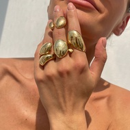 Exaggerated ins Metal Glossy Hug Open Ring