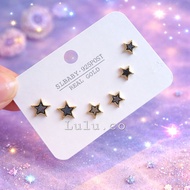 Set of 3 pairs of stud earrings STAR GWG417 gold earrings fashion accessories