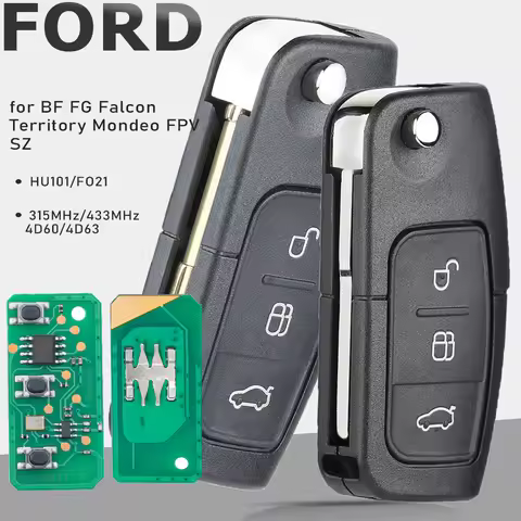 KEYECU Flip Remote Key Fob 3 Button 433MHz 4D60 / 4D63 Chip for Ford BF FG Falcon Territory Mondeo F