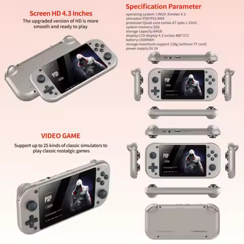 M17 Retro Handheld Video Game Console 4.3inch Screen 64G 128G Open Source Linux System Portable Pock