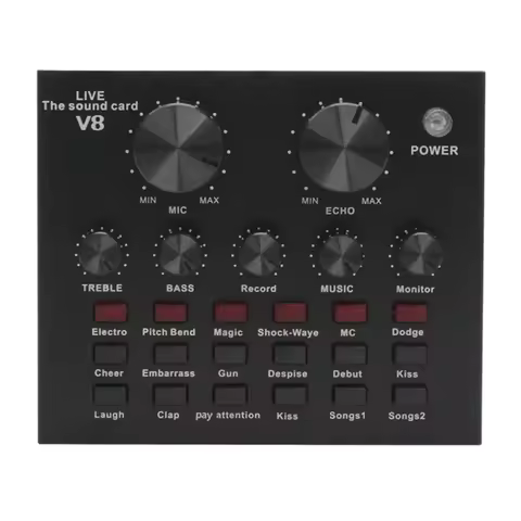 V8 Audio Sound Card External USB Headset Microphone Webcast Live Broadcast Sing In Home Entertainmen