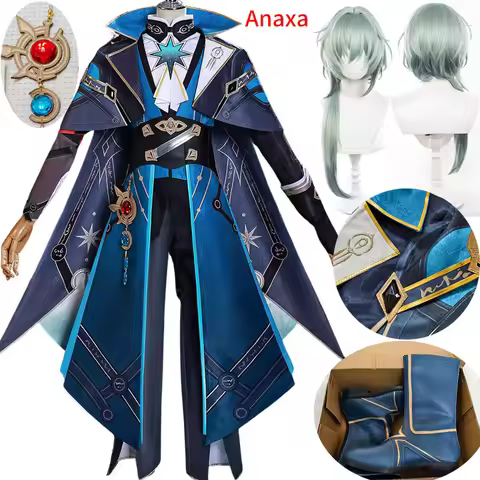 Star Rail Anaxa Cosplay Costume Wig Hair for Game Star Rail Outfits Anaxa Cosplay Shoes Boots Men Ca