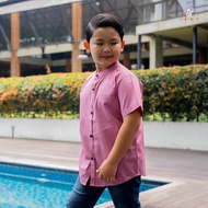 KEMEJA Boys SHIRT Short Sleeve Premium Age 1-10 Years Dusty Pink KAZIM SHANGHAI SHIRT Pop n Play Original