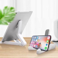 ONE - 三角手機平板析疊支架桌面折疊式平板電腦便攜支架 白色 ipad iphone samsung 折疊式三角手機支架 多角度 便攜 iPad 底座 智能電話 平板電腦支架 旋轉支架 三角 桌面