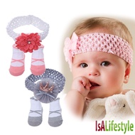IsAlifestyle Headband Sock 2 in1 Elastic Hairband Baby Girl Ribbon Floral Hairband Headwear Set NB-6