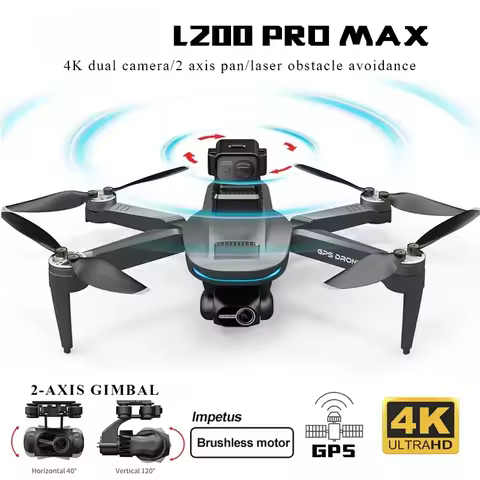 L200 PRO MAX Drone with GPS Follow Eix 2-axis Anti-shake Gimbal 4K HD Camera FPV Drone 360° Laser Ob