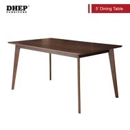 [DHEP Furniture] 6-seater Dining Table MDF top and Solid Wood Legs 150 x 90cm (Wood Veneer)
