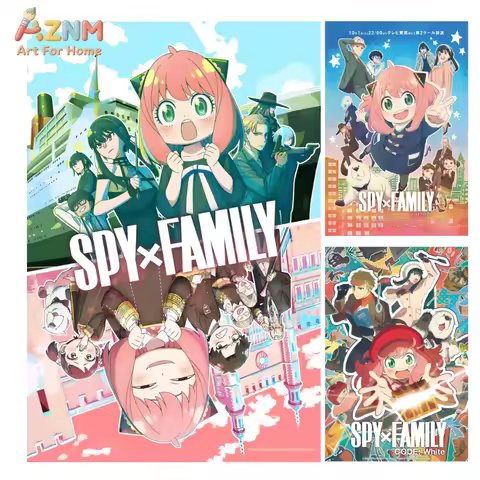 AZNM Spy x Family Anime Canvas Wall Art, Cute Anya Forger Loid Forger Yor Forger CODE: White Movie P