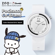 ZGO X Sanrio Pochacco. Watch. women waterproof quartz watch. Rubber strap. Simple and versatile. Wat