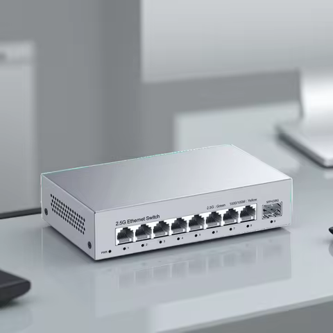 LIANGUO 2.5Gb 8 Port Network Switch 2.5Gbps Unmanaged Ethernet Switch with 10Gb SFP+ Slot Home Lab S
