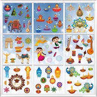 9 pcs/set Diwali Electrostatic Window Sticker Happy Diwali 2025 Deepavali Decor Festival Window Glas