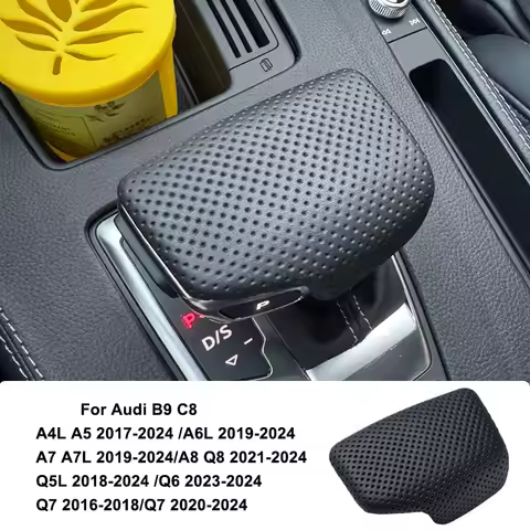 ‌🔥Premium Perforated Leather Shift Knob Cover for Audi B9 C8 Q5L A4 A5 A6L A7 A8 Q6 Q7 Q8 2016-2024 