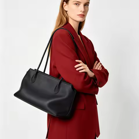 Row-style Terrace Underarm Bag, Genuine Leather Commuter Tote Bag, 2026 New Style, Jennie Same Style