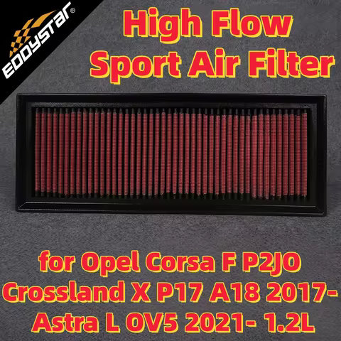 High Flow Sport Air Filter for Opel Corsa F P2JO Crossland X P17 A18 2017- Astra L OV5 2021- 1.2L Wa