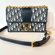 Dior 30 MONTAIGNE 海軍藍 緹花 OBLIQUE 可調 鏈帶 蒙田包